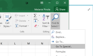 excel 2016 select visible cells