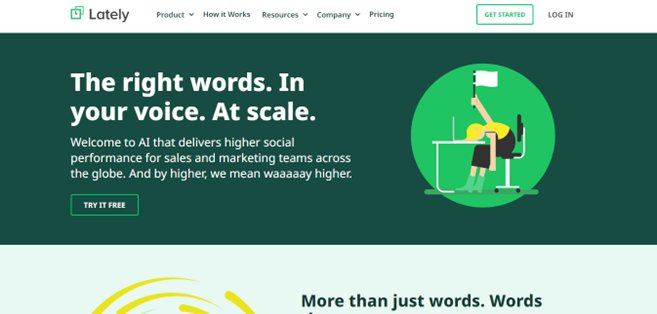 Website screenshot for Lately