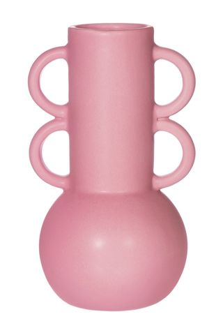 pink modern shapely vase with handles 