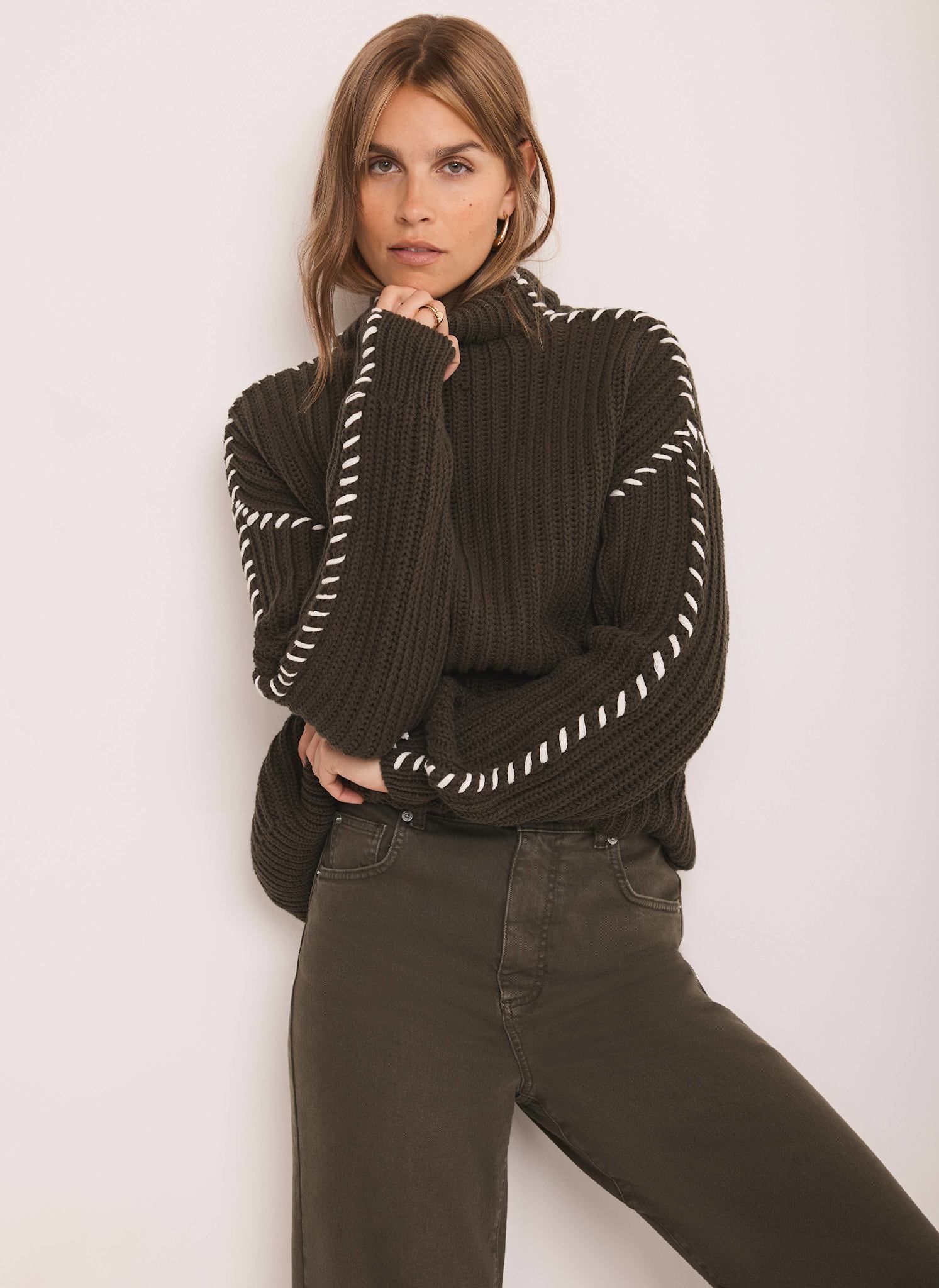 Khaki Cotton Blend Jumper