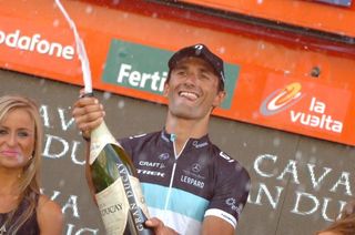 Daniele Bennati (Leopard Trek) on the podium in Vitoria.