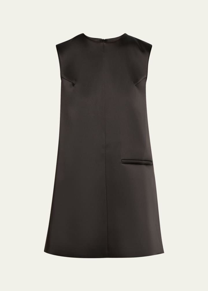 Sculptural Satin Mini Cape Dress