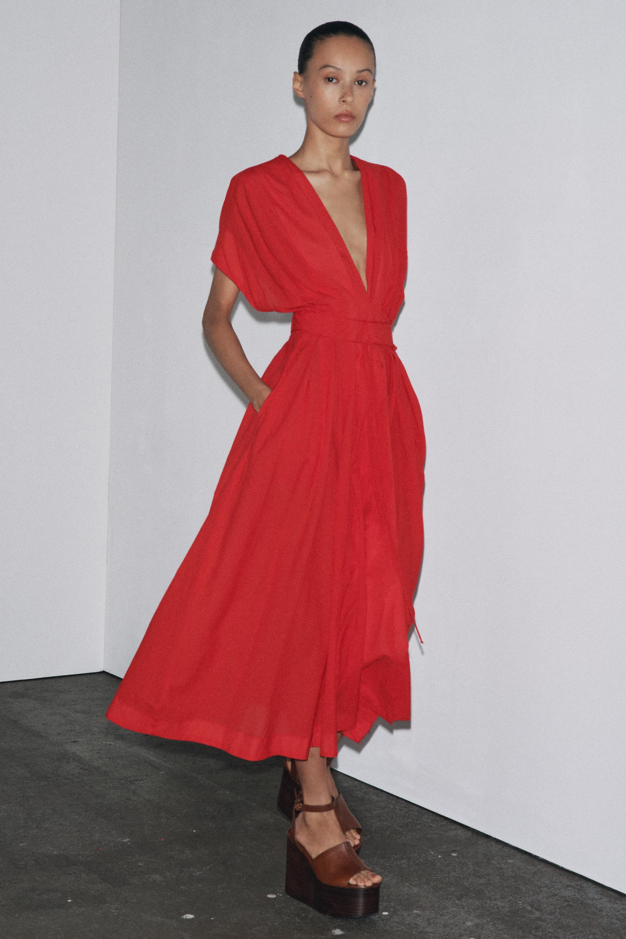 Zw Collection Pleated Midi Dress