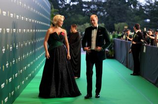 Hannah Waddingham and Prince William, Prince of Wales attend the 2023 Earthshot Prize Awards Ceremony on November 07, 2023 in Singapore. The Earthshot Prize is awarded to five winners each year for their contributions to environmentalism.