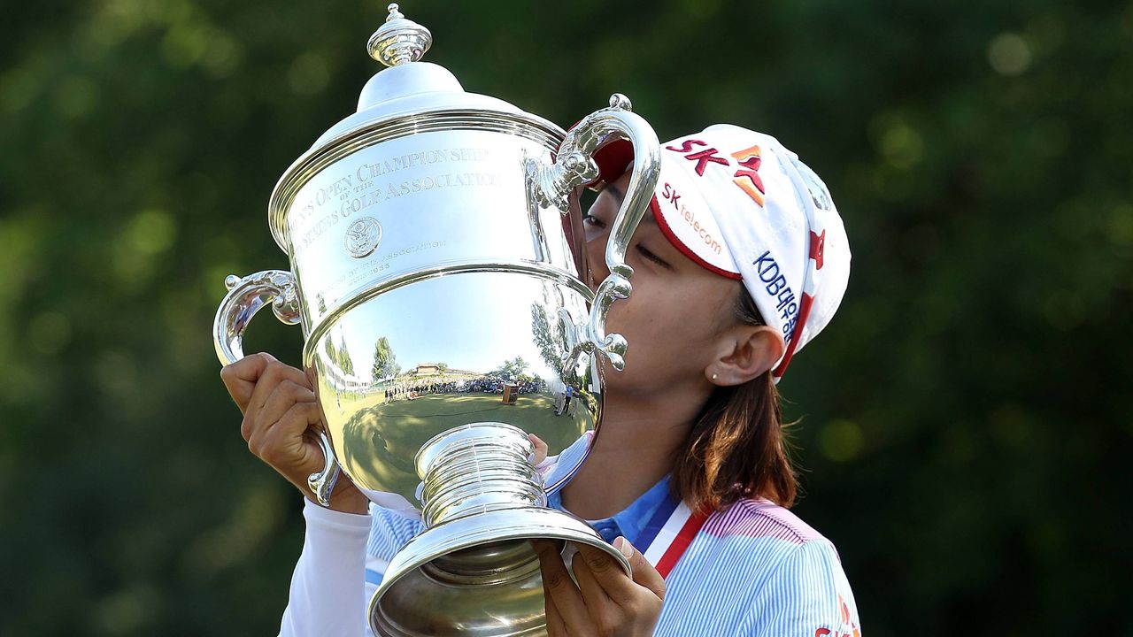 Na Yeon Choi of South Korea kisses the trophy in 2012 