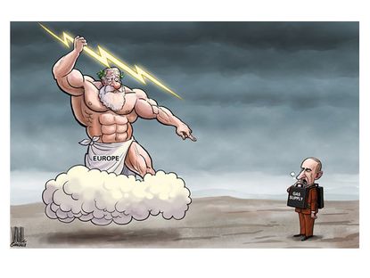Political cartoon world Russia Putin sanctions