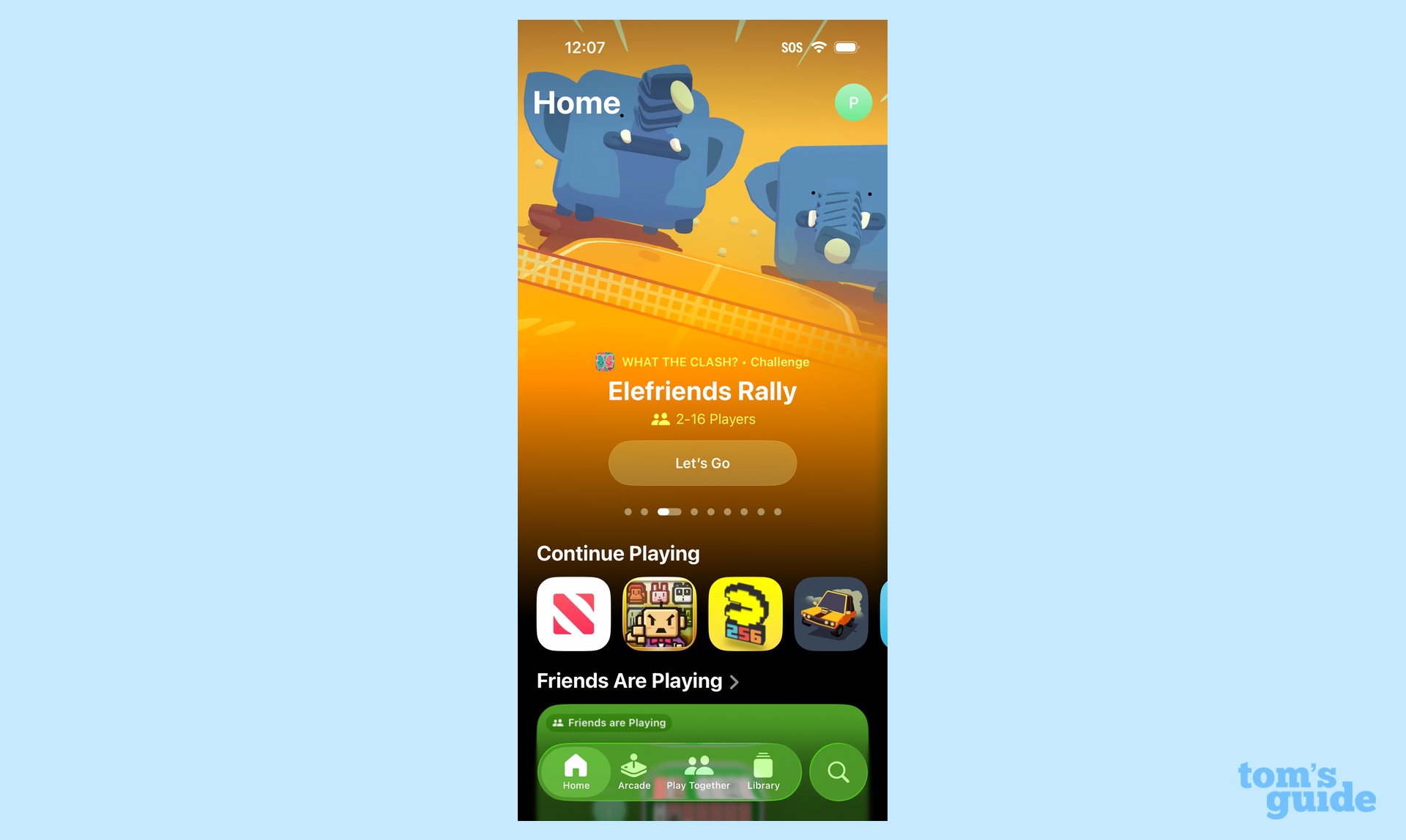 Games app home tab
