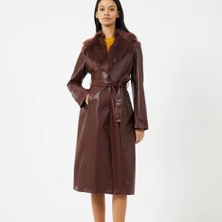 French Connection pleather faux fur coat