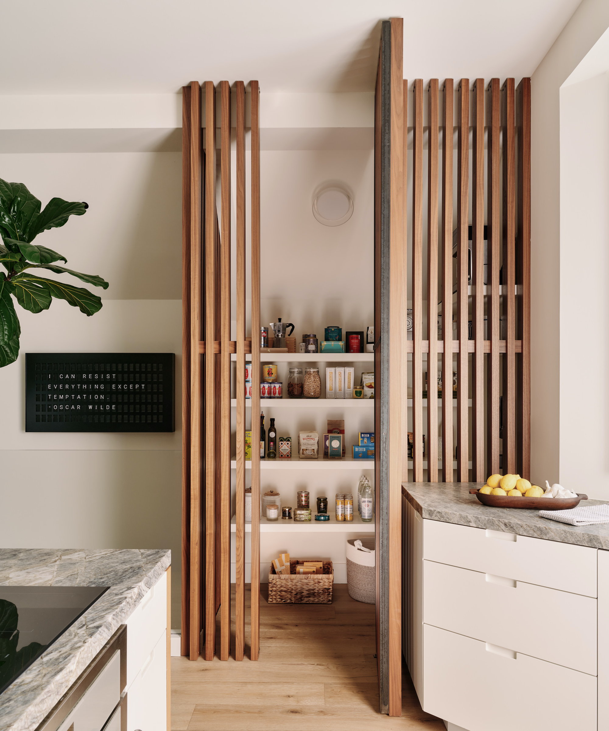 kitchen storage with slatted pantry