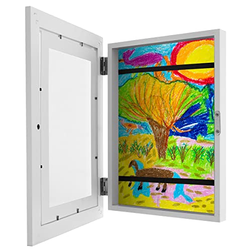 Kids Artwork Display Frames Kids Art Frame Front Opening A4 Photo Frame for 100 Pictures Horizontal and Vertical Picture Frames Display With Mount for Hang or Stand Display Drawings, Art Projects