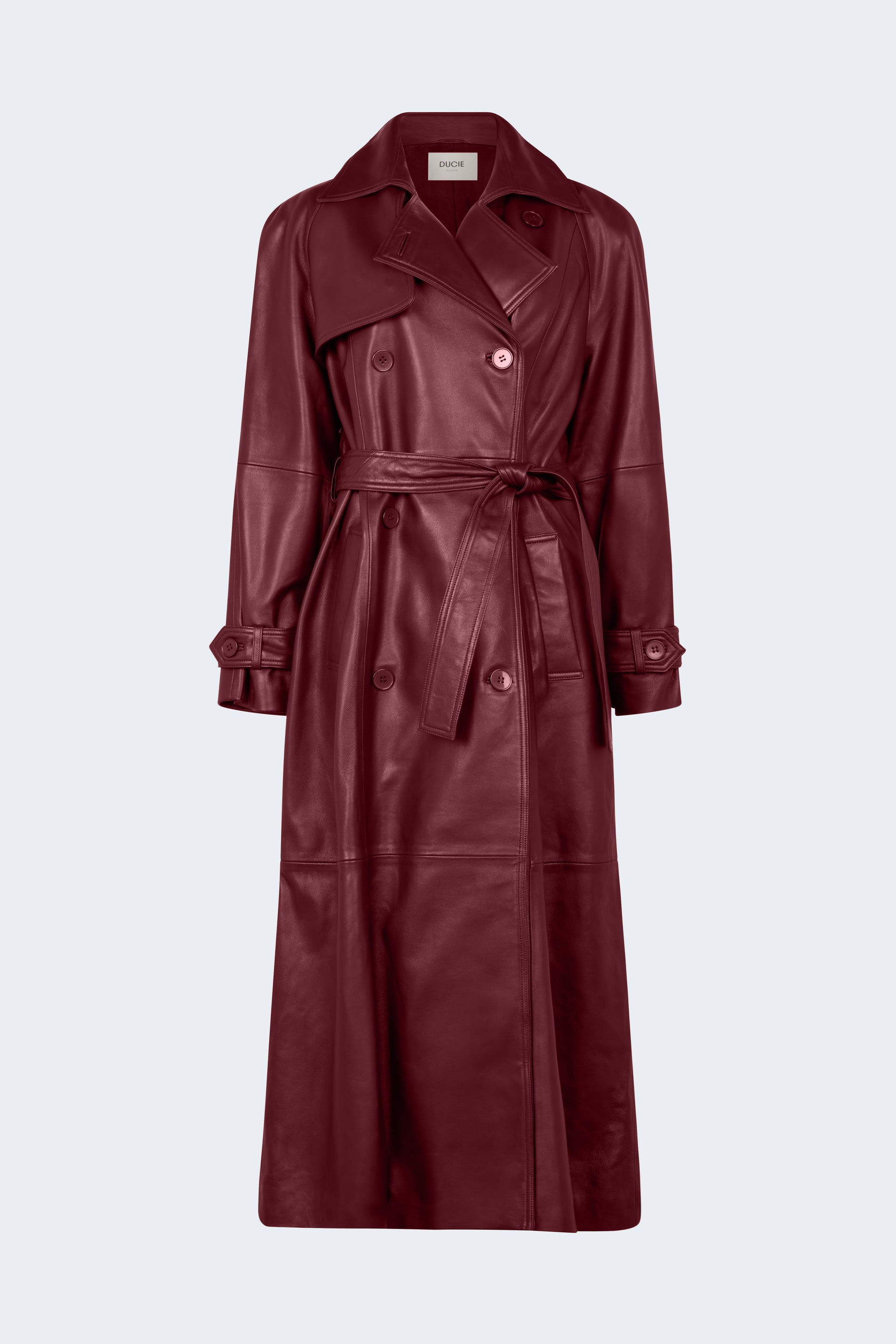 Corrin Leather Trench Coat - Xxs/xs / Burgundy