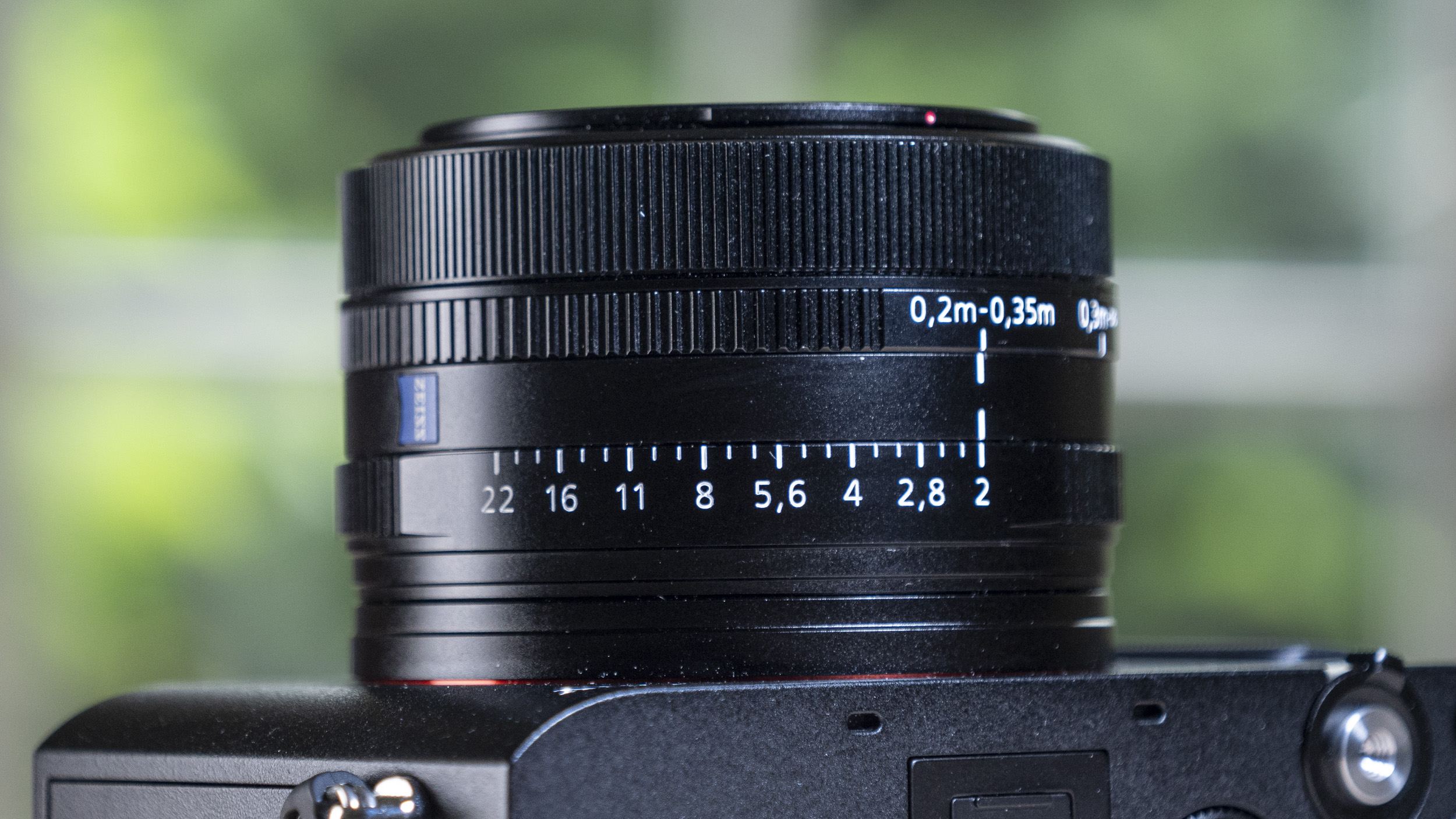 Close up of the Sony RX1R III compact camera's lens