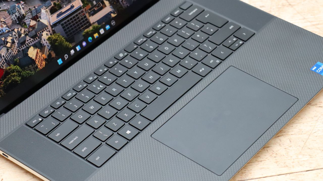 A closeup of the Dell XPS 17's keyboard