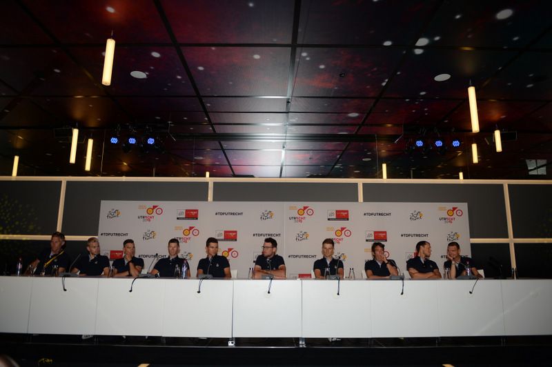 The Etixx-Quick Step team at the press conference
