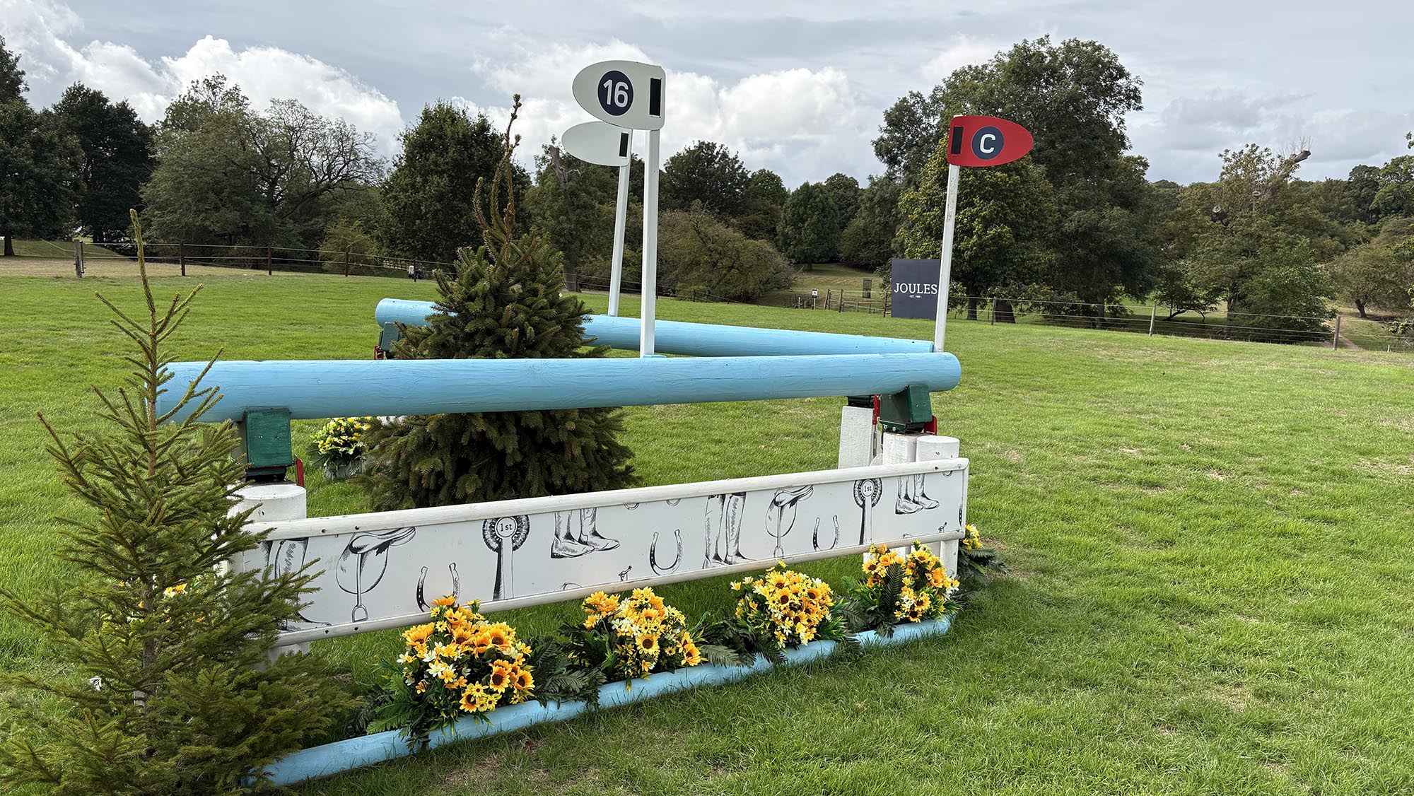 Blue open corner fence on the Burghley cross-country course 2026