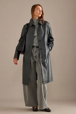 By Anthropologie Leather Trench Coat