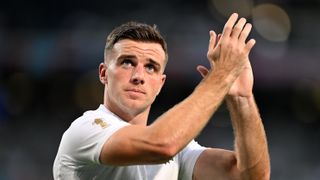 George Ford of England applauds the crowd ahead of the Italy vs England Six Nations 2024 clash