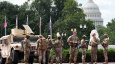 Members of the National Guard patrol near Union Station