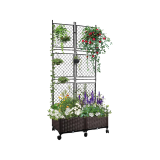 Metal raised garden bed with screens