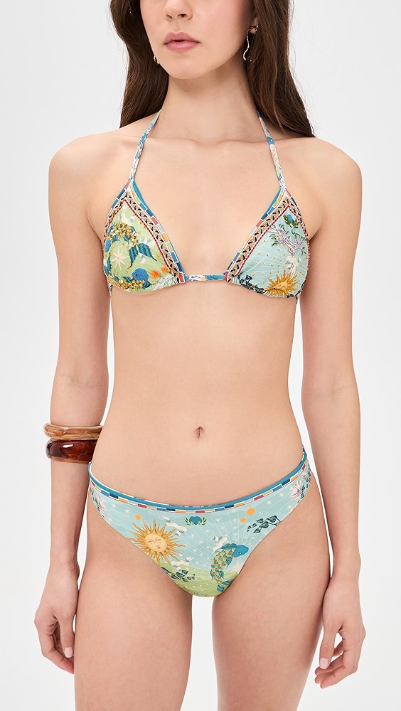 Agua Bendita Lolita Solstice Embroidered Triangle Bikini Top
