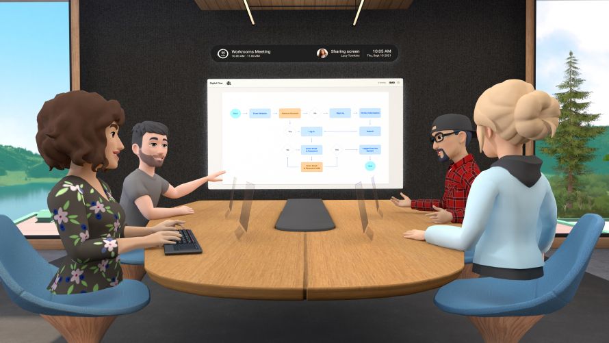 A virtual meeting in Horizon Workrooms