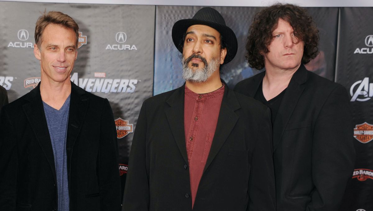 Matt Cameron, Kim Thayil and Ben Shepherd of Soundgarden attend the Los Angeles premiere of &quot;Marvel&#039;s Avengers&quot; at the El Capitan Theatre on April 11, 2012 in Hollywood, California