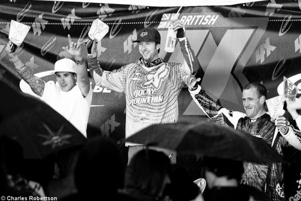 The podium at round 1 of the British 4X series in 2011