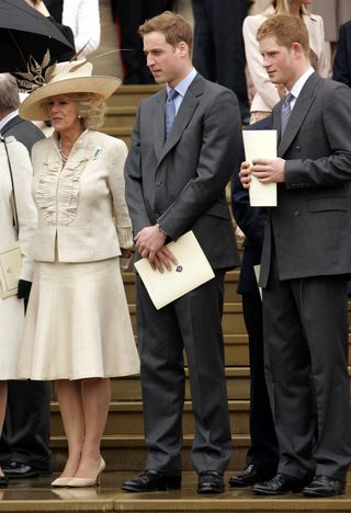 The Duchess Of Cornwall, Prince William & Prince Harry Attend A Thanksgiving Service At St George'S Chapel, Windsor, To Commemorate The Queen'S 80Th Birthday.