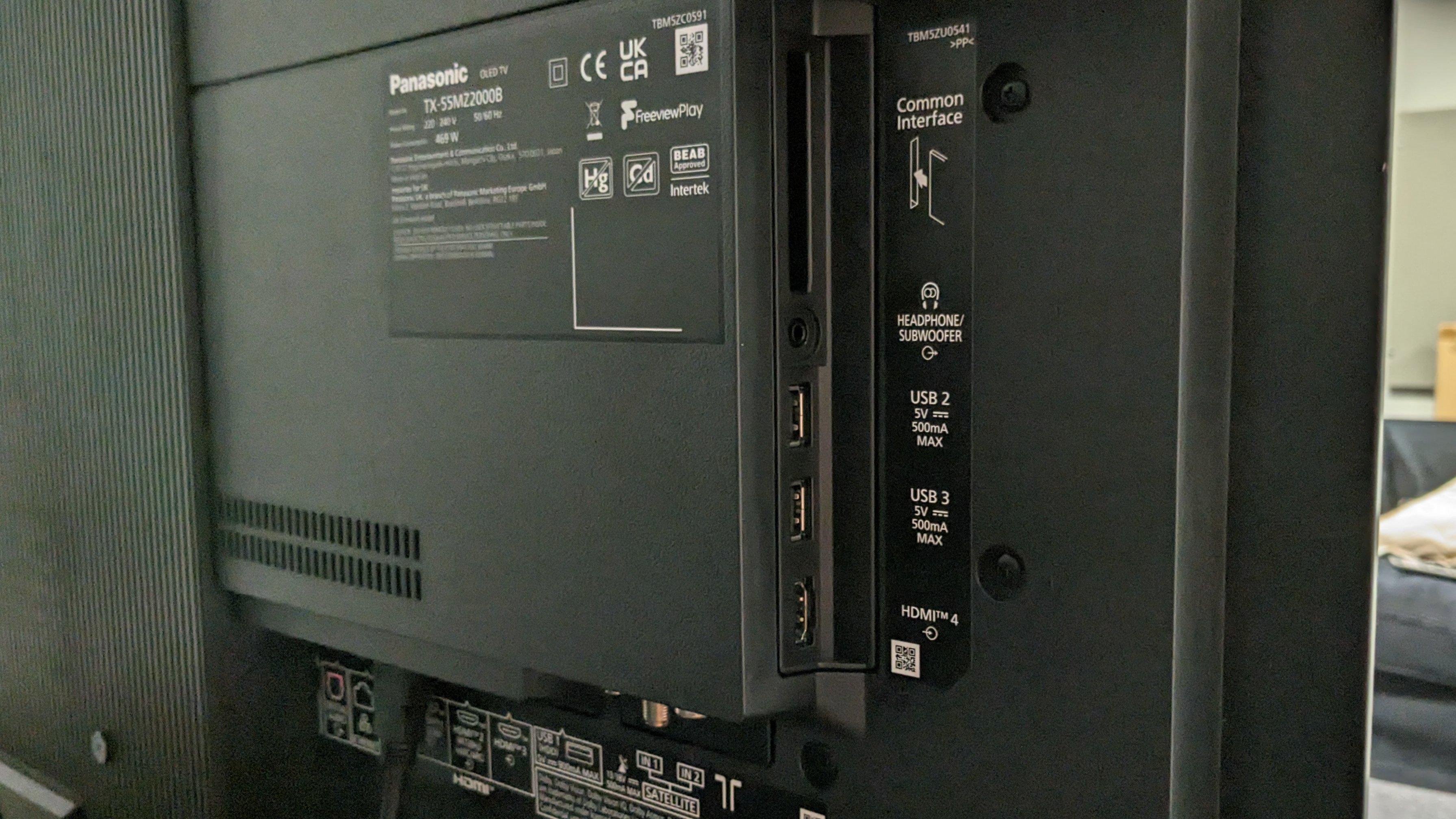 Panasonic MZ2000 connection panel including HDMI ports