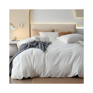 Textured white washed cotton duvet cover set