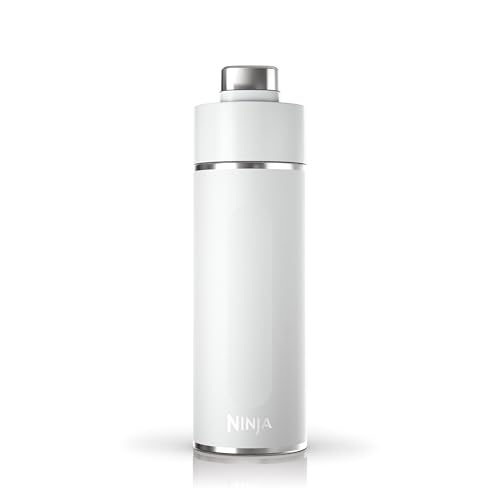 Ninja Thirsti Water Bottle and Flask 530 Ml With Leak-Proof Lid, Designed for Carbonated, Hot & Cold Drinks, Ideal for Travel & Sports, Triple Insulated, Stainless Steel Bottle, White, Dw1801euukwh