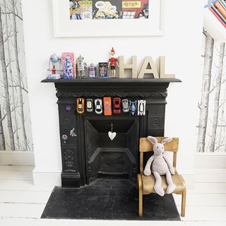 childs room fireplace in victoria with silver trees wallpaper in the alcoves and terrace in bristol