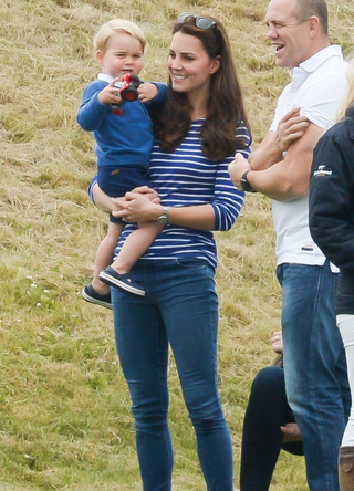 Catherine, Duchess of Cambridge, Prince George of Cambridge and Mike Tindall attend the Gigaset Charity Polo Match at Beaufort Polo Club on June 14, 2015 in Tetbury, England