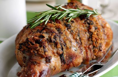 Easter roast lamb recipes: Roast leg of lamb with date and herb stuffing