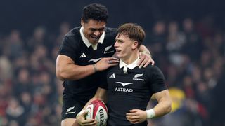 New Zealand's Ruben Love celebrating a try