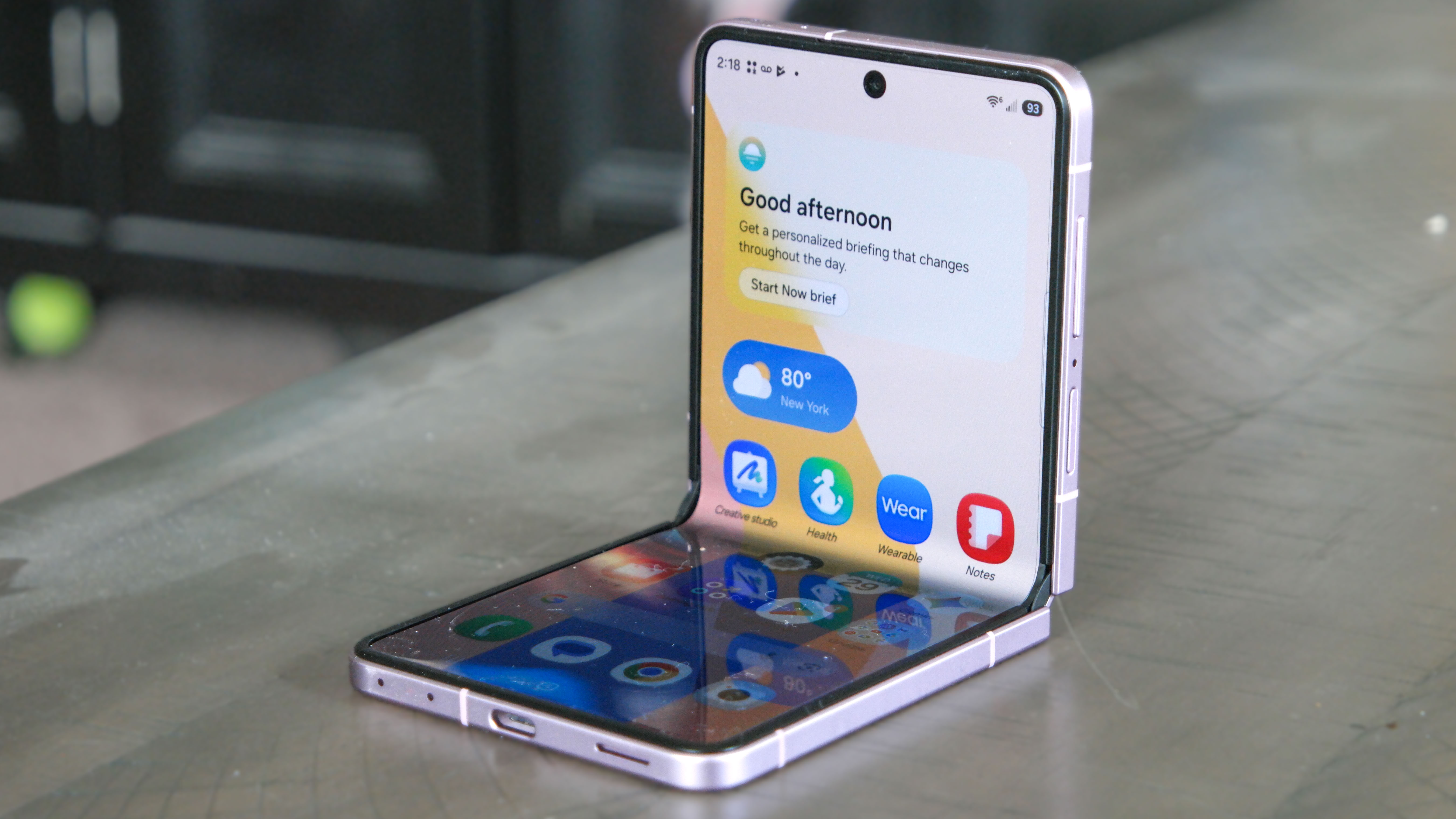 Samsung Galaxy Z Flip 8 folded halfway.