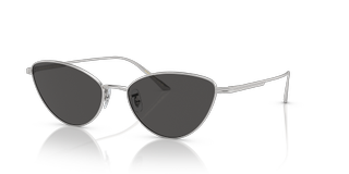 Silver cat eye sunglasses with black lenses