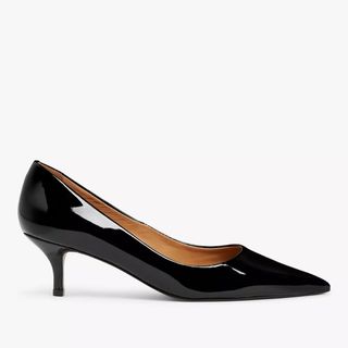 John Lewis Alabama Leather Kitten Heel Closed Pointed Court Shoes, Black