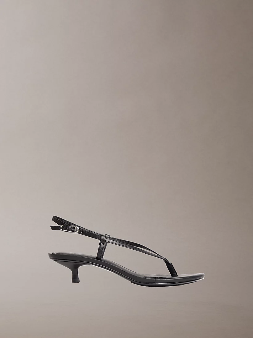 Lina - Leather Kitten Heel Sandals