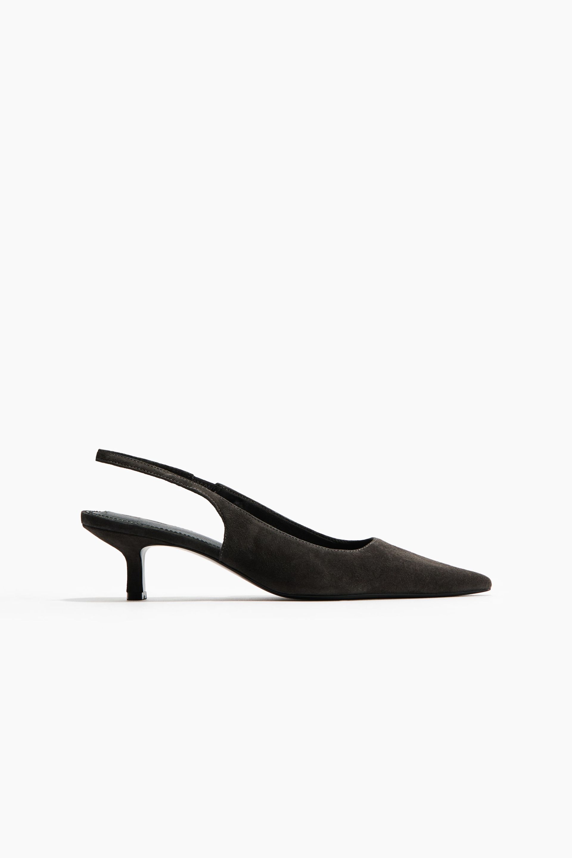 Pointed Suede Slingbacks - Brown