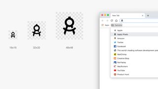Favicons displayed in the bookmarks bar and URL bar in Google Chrome