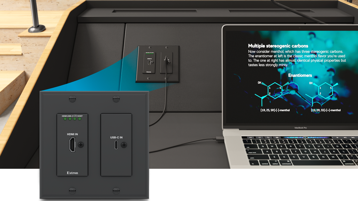 A transmitter running a USB-C for screensharing.