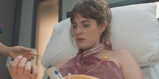 Jodie in Holby ED after her nightmare ordeal.