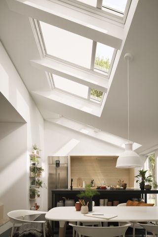 Velux blinds and windows in an extension