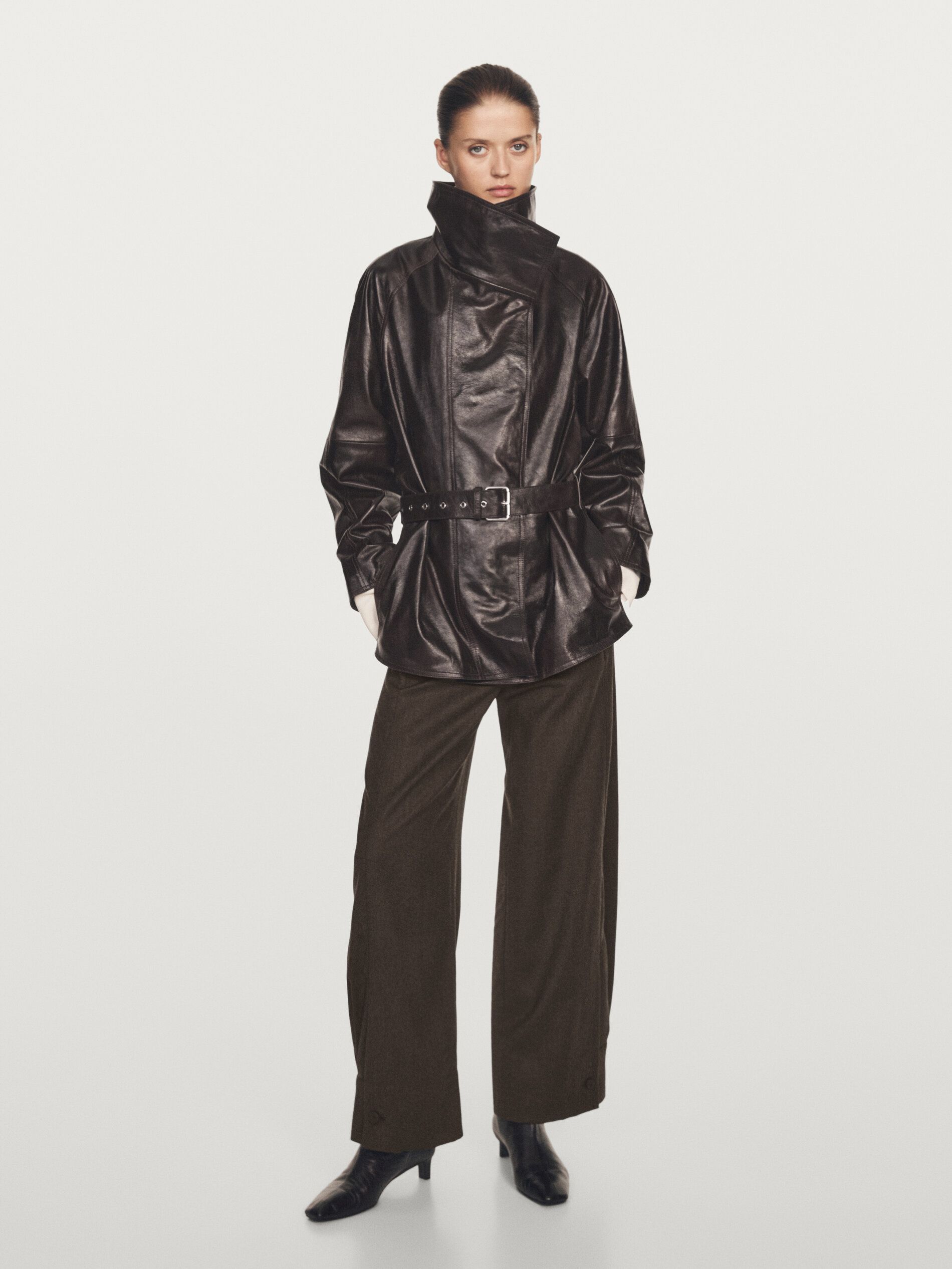 Nappa Leather Jacket With Belt