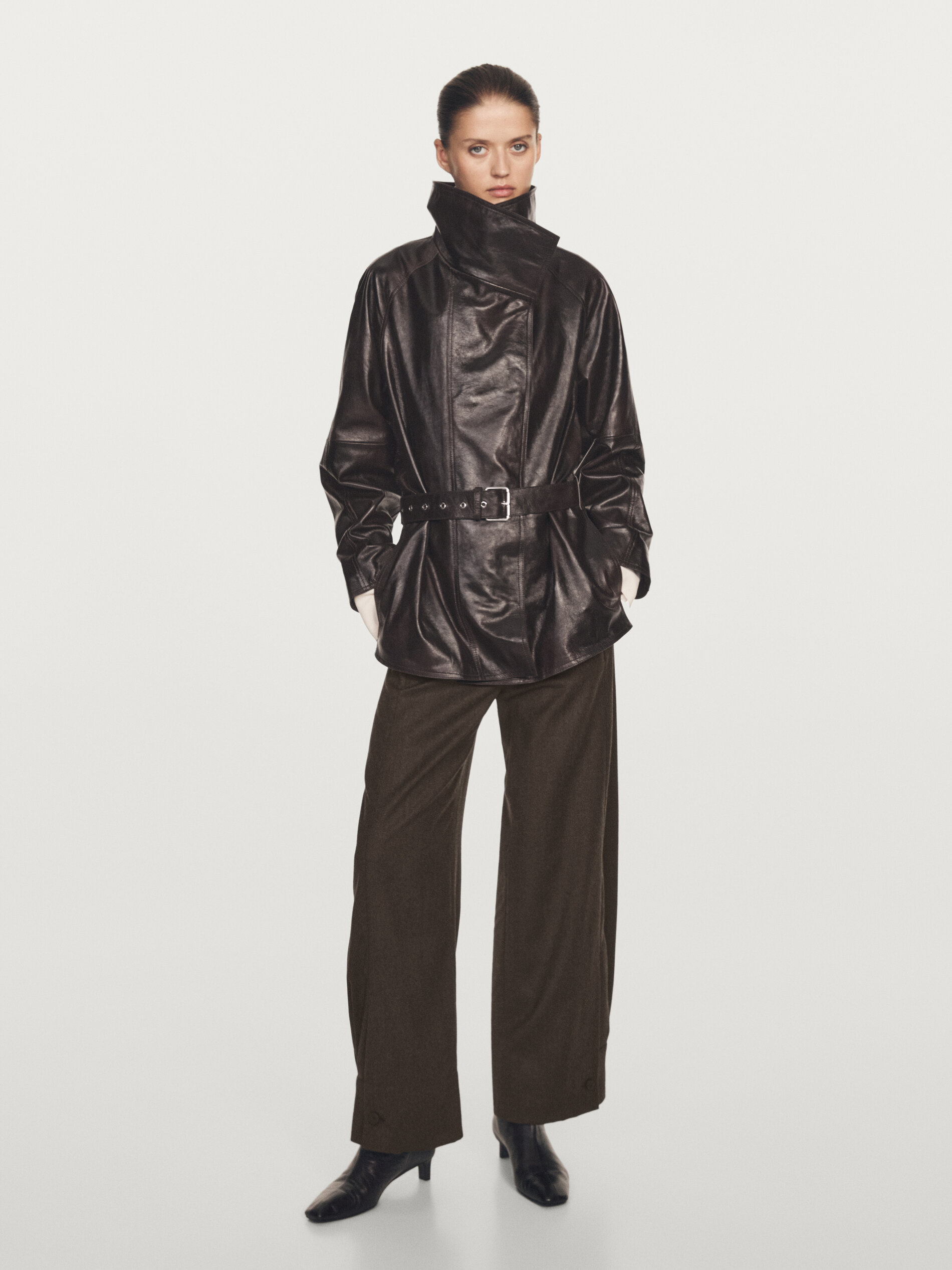 Nappa Leather Jacket With Belt