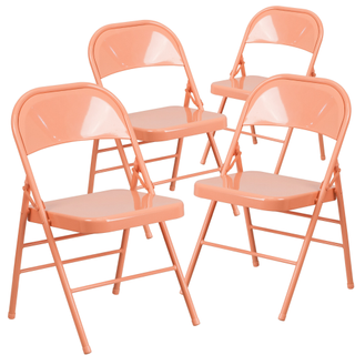 Flash Furniture Sedona Coral Banquet Folding Chair with Solid Seat