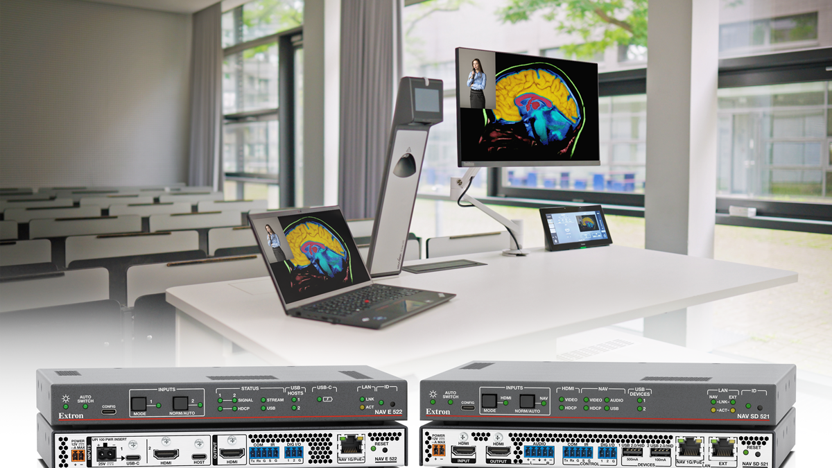 The new Extron AV over IP solution on a classroom desk. 