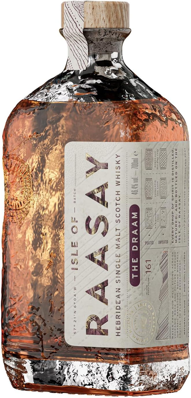 Isle of Raasay Single Malt Scotch Whisky - the Draam | 46.4% Abv, 70 Cl | Small-Batch Island Scottish Whisky - Lightly Peated | Distilled, Matured and Bottled at Raasay Distillery |