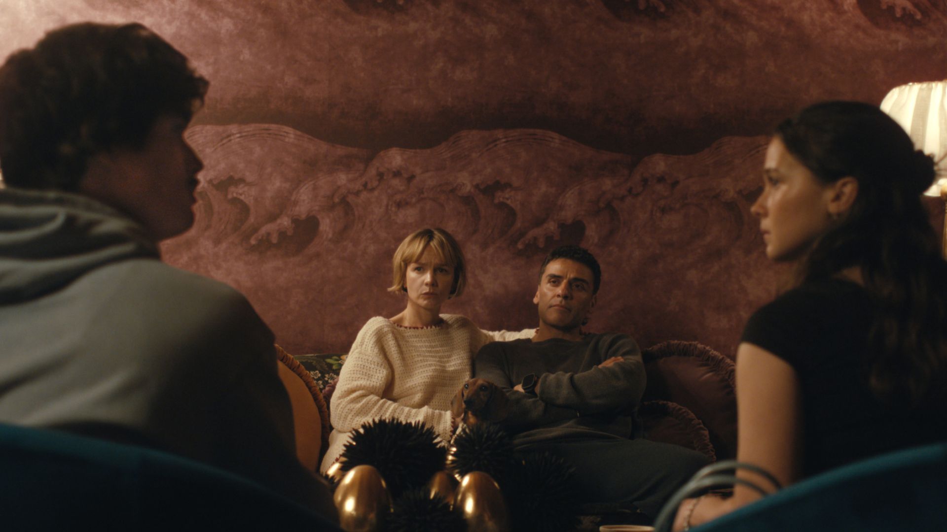 The core cast of Beef season 2 all look at each other